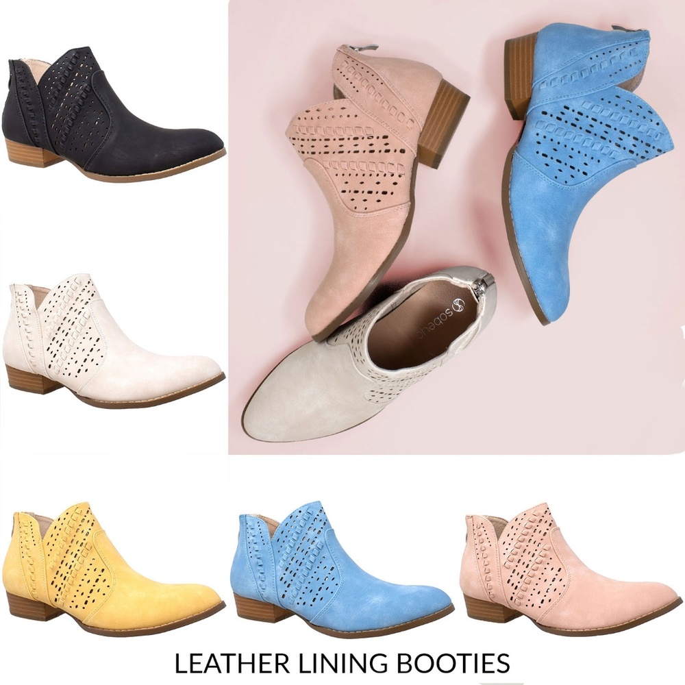 SOBEYO Ankle Booties Perforated Cutout AMI-01